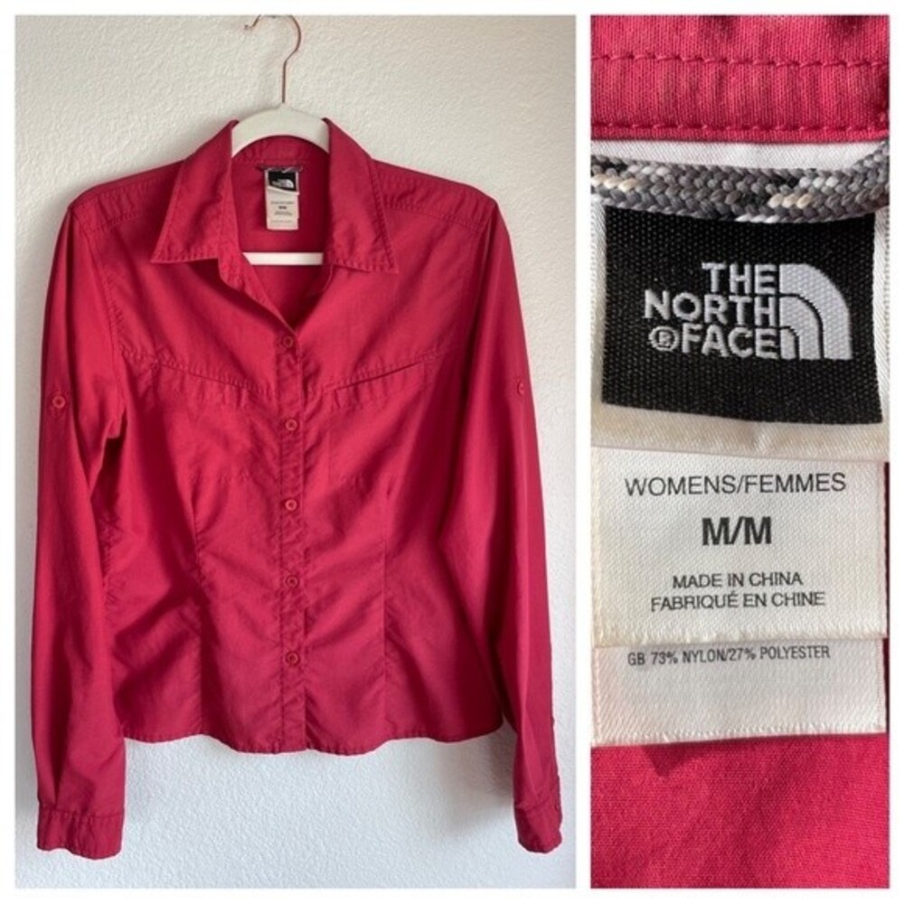 The North Face Pink Long Sleeve Performance Buttondown with Side Vents - Size M